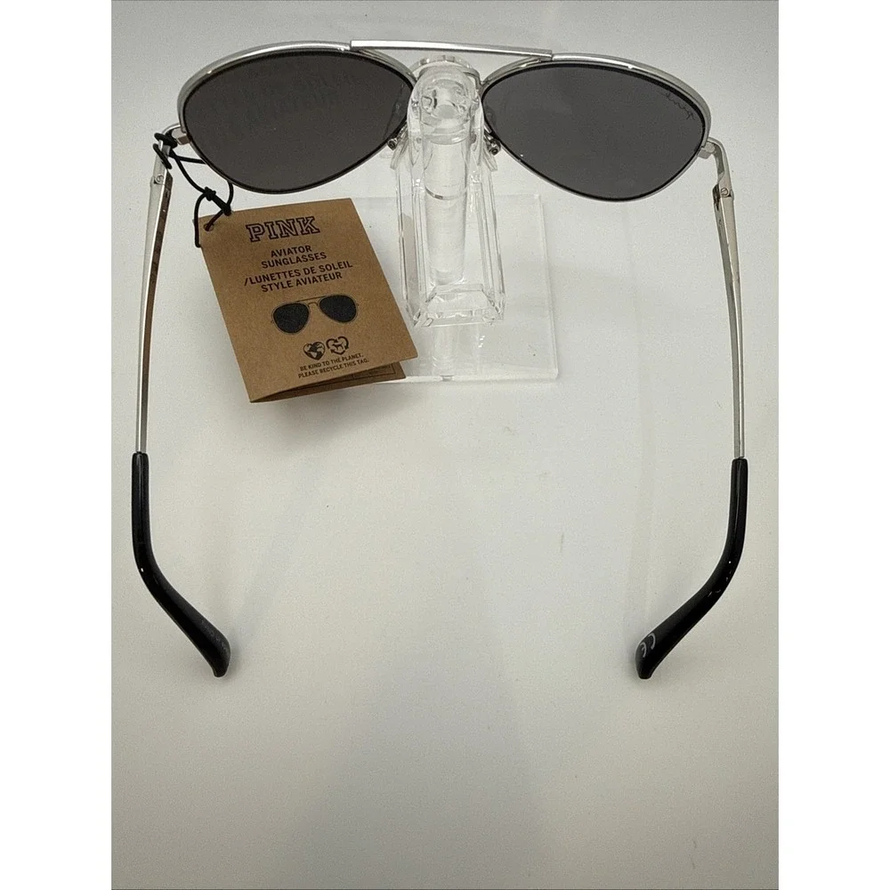 Victoria Secret Authentic PINK Sunglasses Silver Metal Aviator Sunglasses NWT